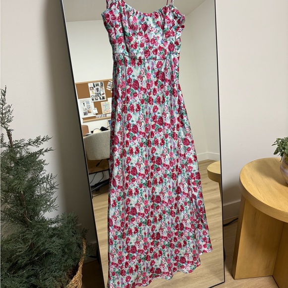Zara Rose Print Satin Midi Dress - Picture 5 of 5